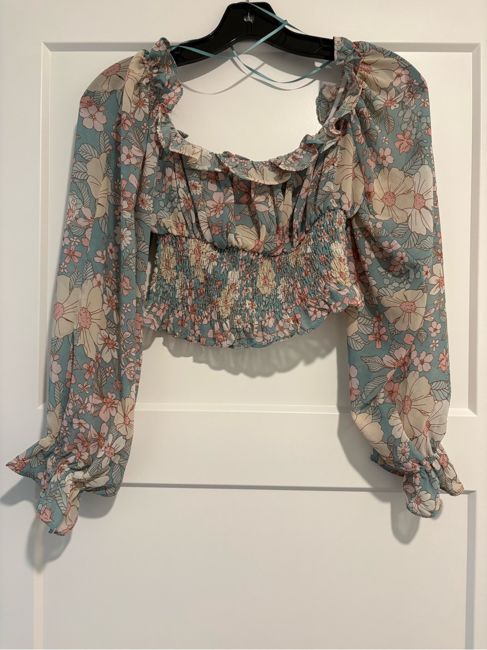 Floral Smocked Crop Top Boho Festival Feminine Fairy Size S
